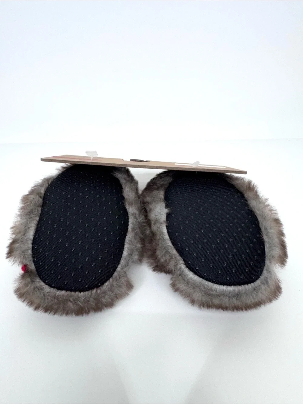 Dearfoams Baby Bear Slippers Red Plaid & Brown Frost Faux Fur New Size 6-9 Mo